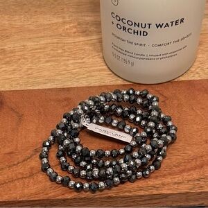 Black & Silver Beaded Bracelet Set